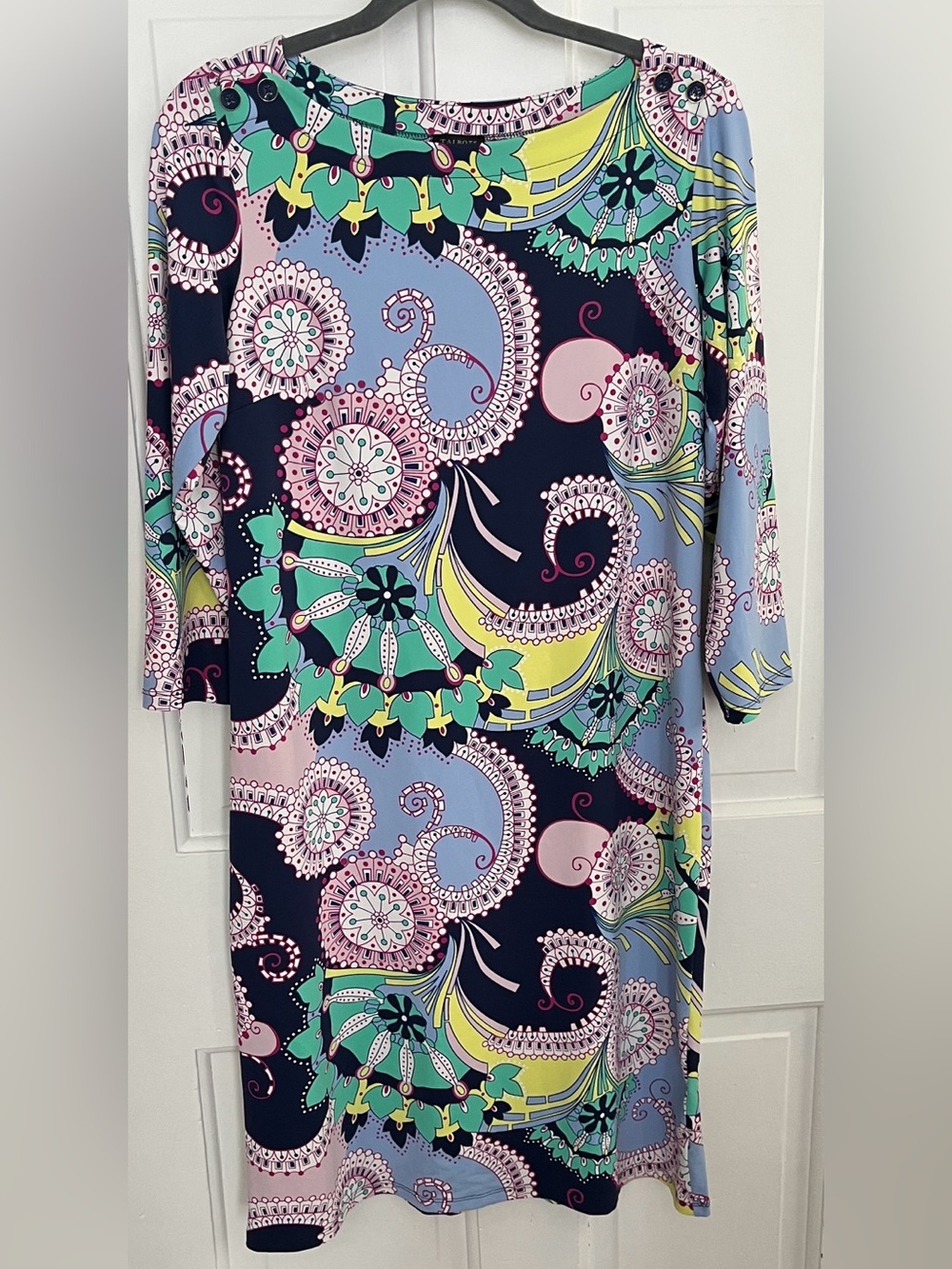 Talbots Size M Multicolor Knit Paisley Dress 3/4 sleeves